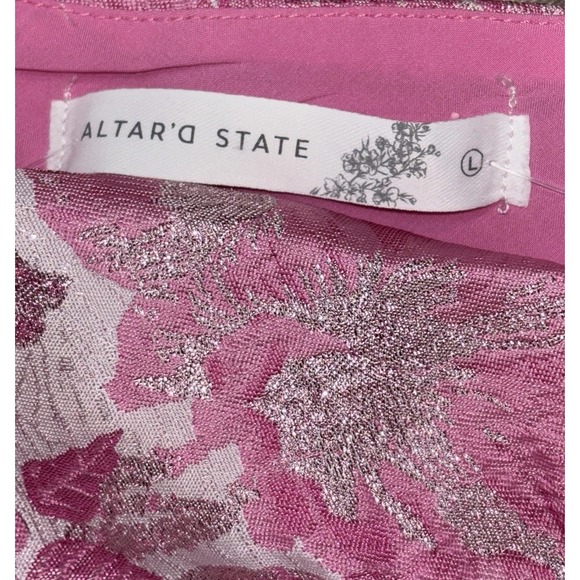 NEW Altar'd State Jacquard Pink Dres L Bloggers Fav Romantic Feminine Prom Party - Picture 7 of 8